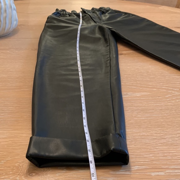 Zara Faux Leather Paper Bag Waist,  Cropped Cuffed Pant, Black, Size XS - Picture 12 of 15